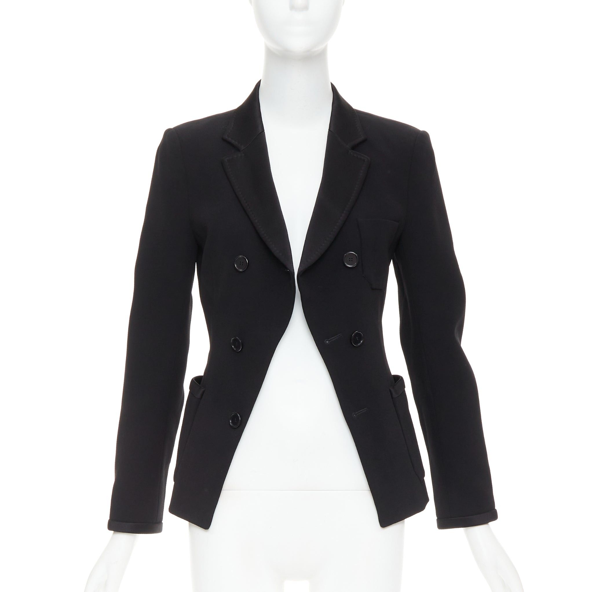 Balenciaga BALENCIAGA Vintage 2010 black satin trim fitted blazer jacket FR36 S Size S / US 4 / IT 40 - 3 Thumbnail