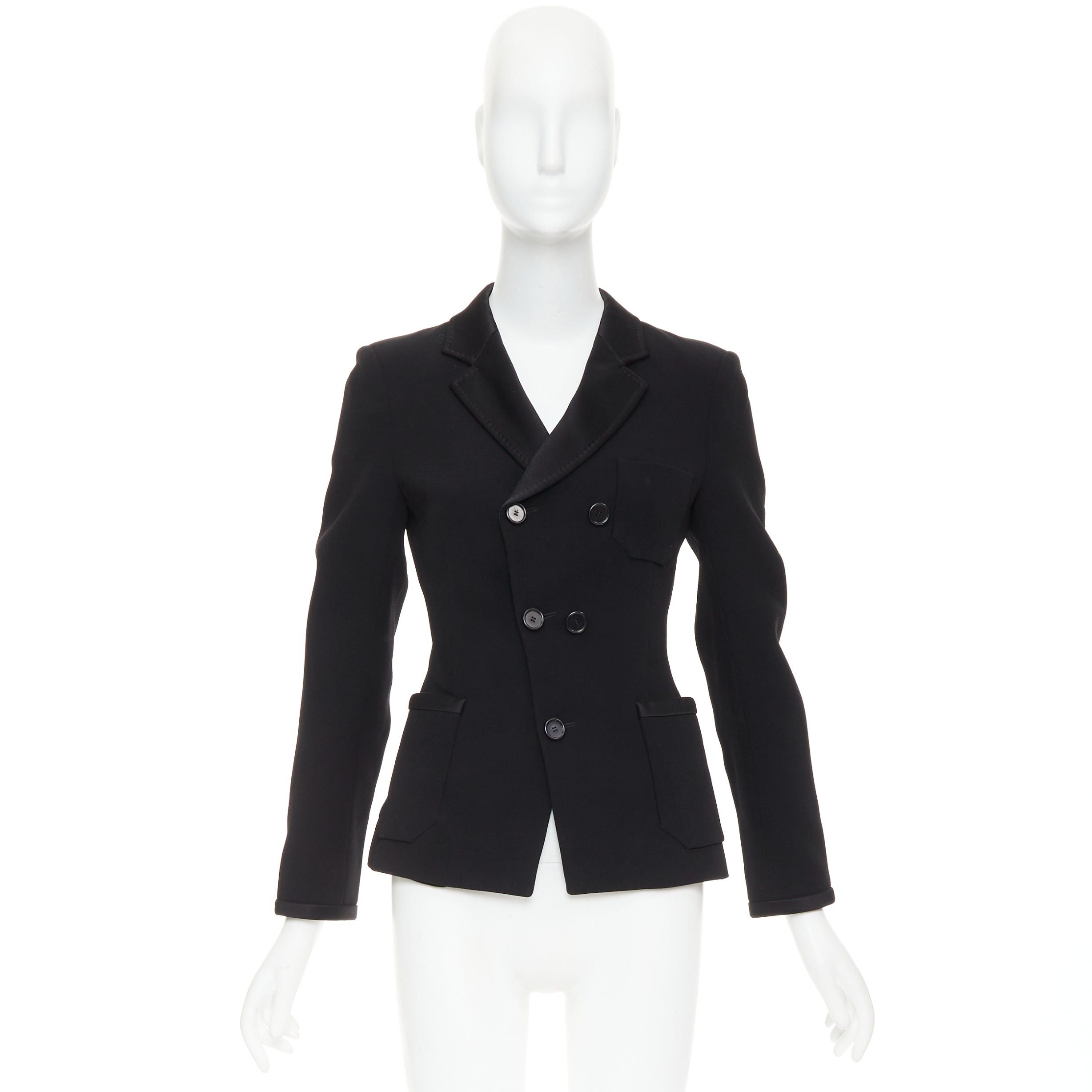 Balenciaga BALENCIAGA Vintage 2010 black satin trim fitted blazer jacket FR36 S Size S / US 4 / IT 40 - 10 Thumbnail