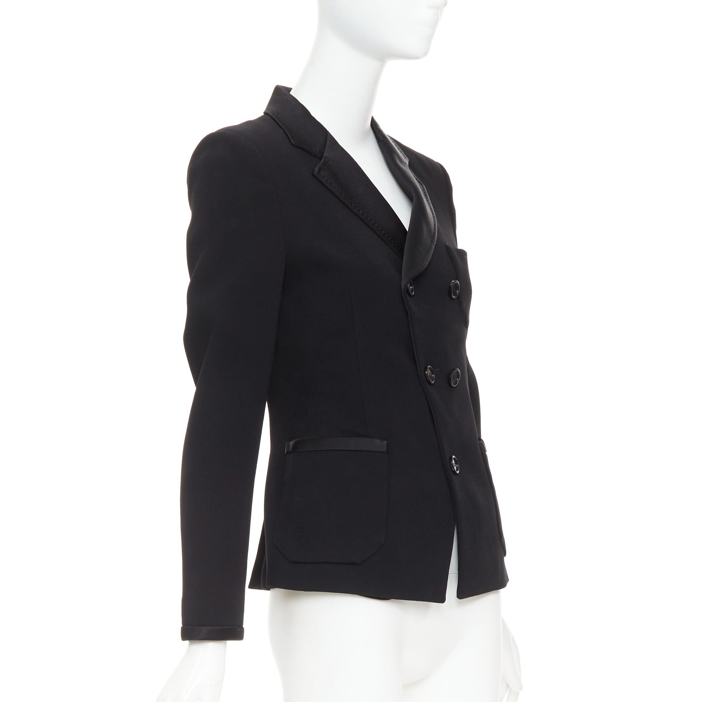 Balenciaga BALENCIAGA Vintage 2010 black satin trim fitted blazer jacket FR36 S Size S / US 4 / IT 40 - 4 Thumbnail