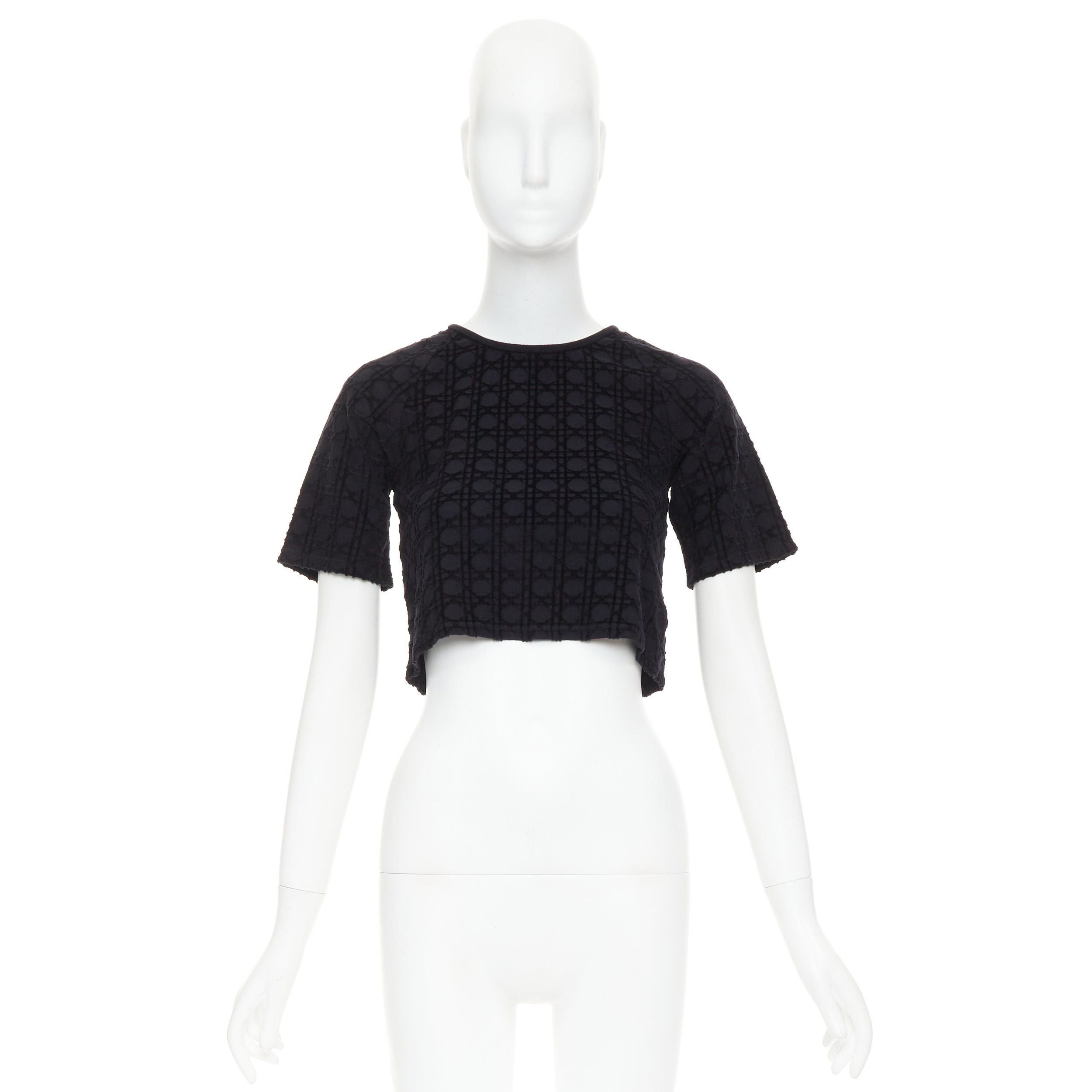 Dior CHRISTIAN DIOR KIDS Diorissimo black cannage velvet print cotton crop top 10Yrs XS Size XS / US 0-2 / IT 36-38 - 9 Thumbnail