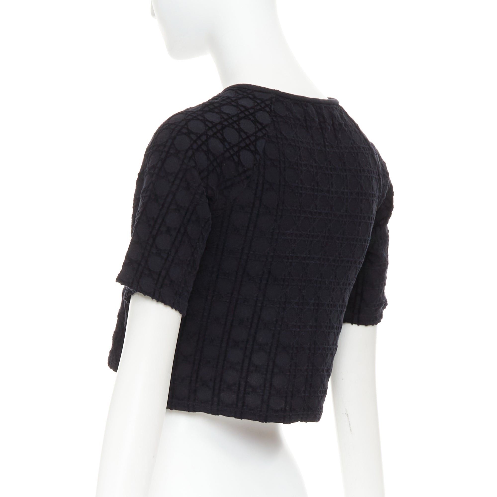 Dior CHRISTIAN DIOR KIDS Diorissimo black cannage velvet print cotton crop top 10Yrs XS Size XS / US 0-2 / IT 36-38 - 6 Thumbnail