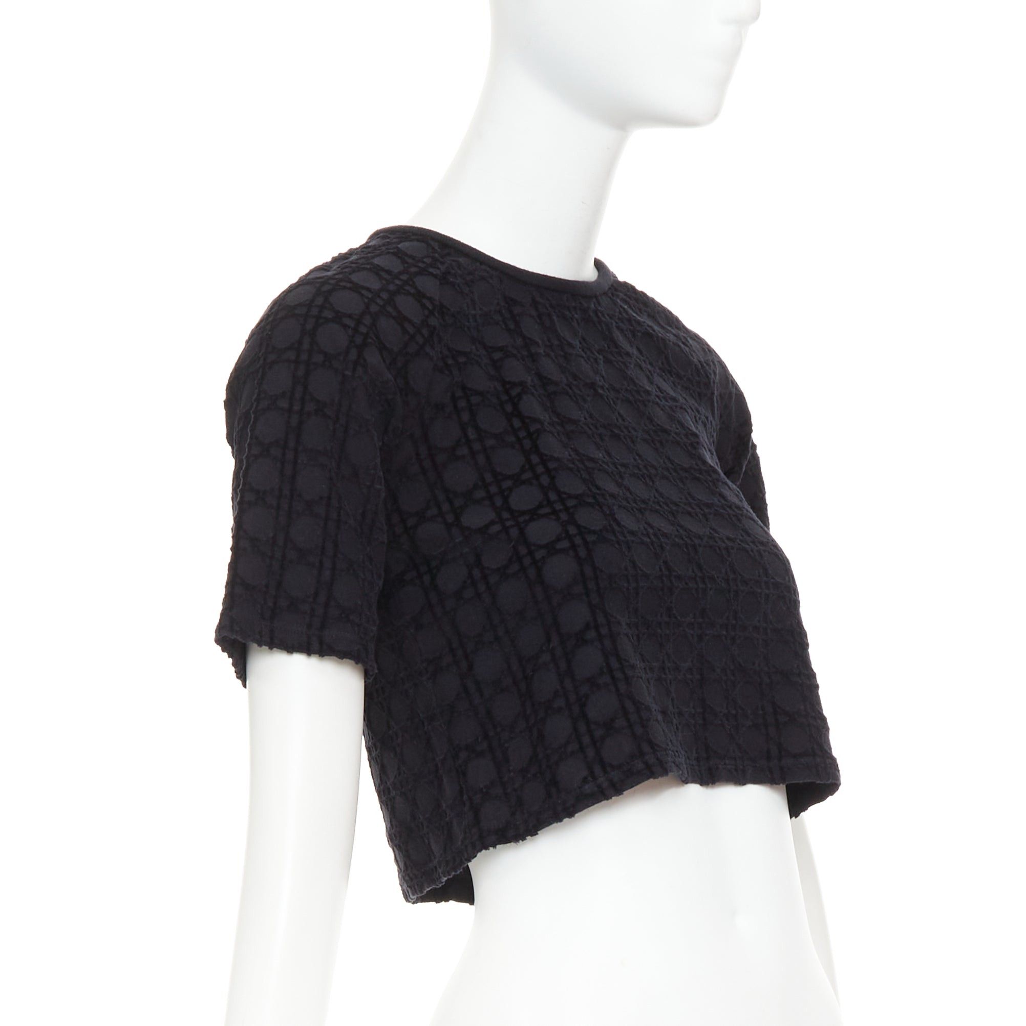 Dior CHRISTIAN DIOR KIDS Diorissimo black cannage velvet print cotton crop top 10Yrs XS Size XS / US 0-2 / IT 36-38 - 3 Thumbnail