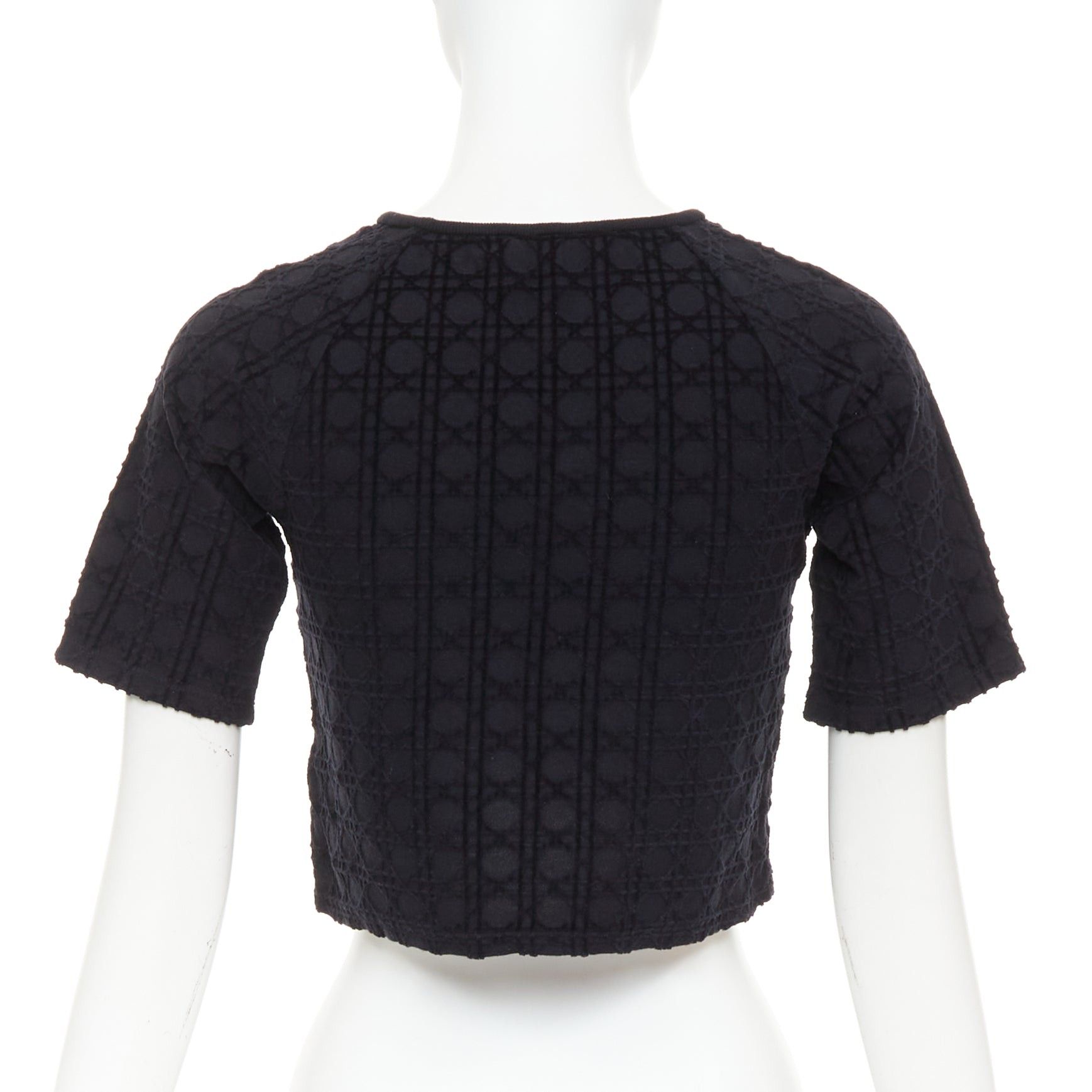 Dior CHRISTIAN DIOR KIDS Diorissimo black cannage velvet print cotton crop top 10Yrs XS Size XS / US 0-2 / IT 36-38 - 5 Thumbnail