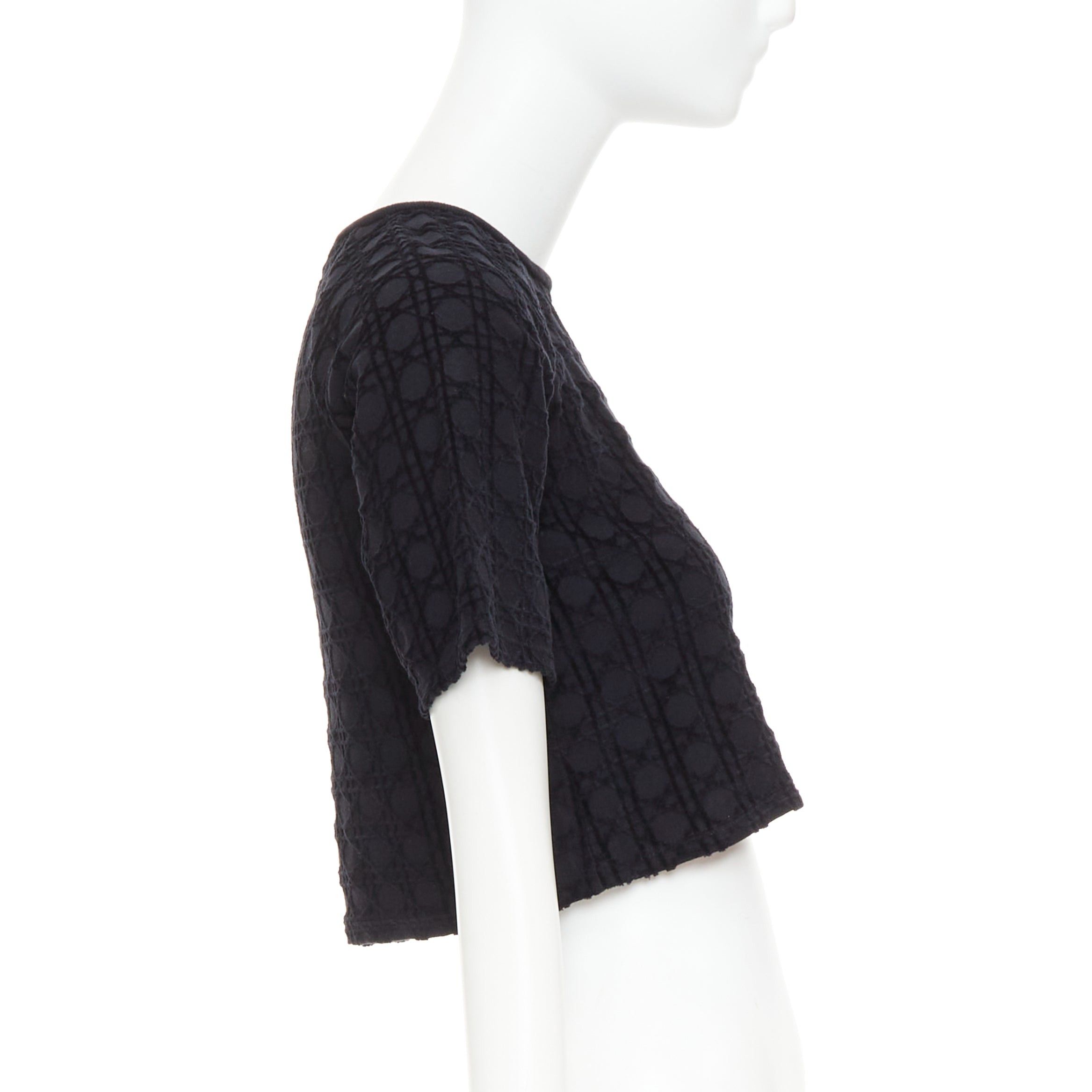 Dior CHRISTIAN DIOR KIDS Diorissimo black cannage velvet print cotton crop top 10Yrs XS Size XS / US 0-2 / IT 36-38 - 4 Thumbnail