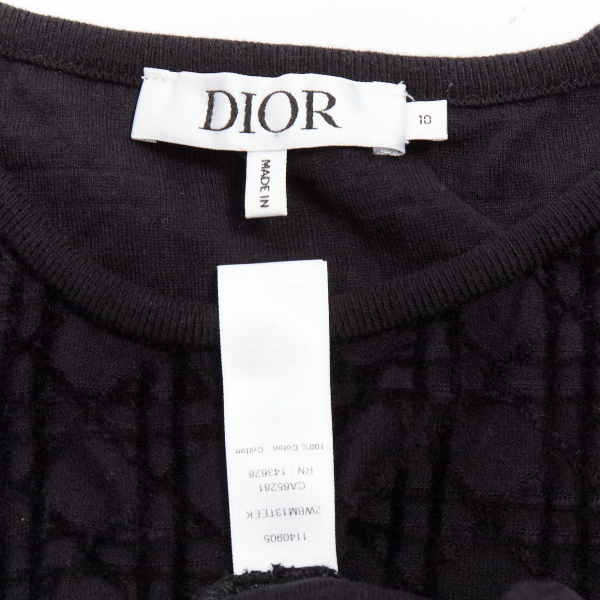 Dior CHRISTIAN DIOR KIDS Diorissimo black cannage velvet print cotton crop top 10Yrs XS Size XS / US 0-2 / IT 36-38 - 8 Thumbnail