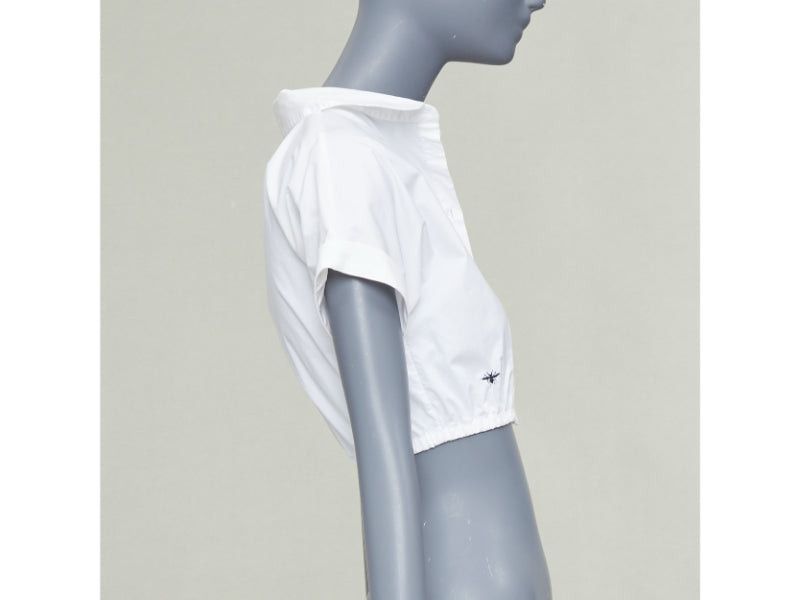 Dior CHRISTIAN DIOR KIDS white cotton blend black bee embroidered crop shirt 12Y XS Size XS / US 0-2 / IT 36-38 - 4 Thumbnail