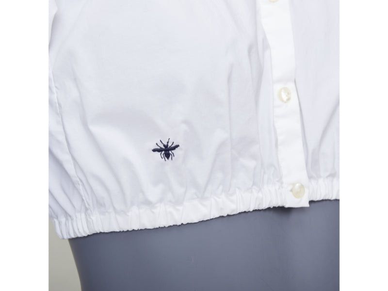 Dior CHRISTIAN DIOR KIDS white cotton blend black bee embroidered crop shirt 12Y XS Size XS / US 0-2 / IT 36-38 - 2 Thumbnail