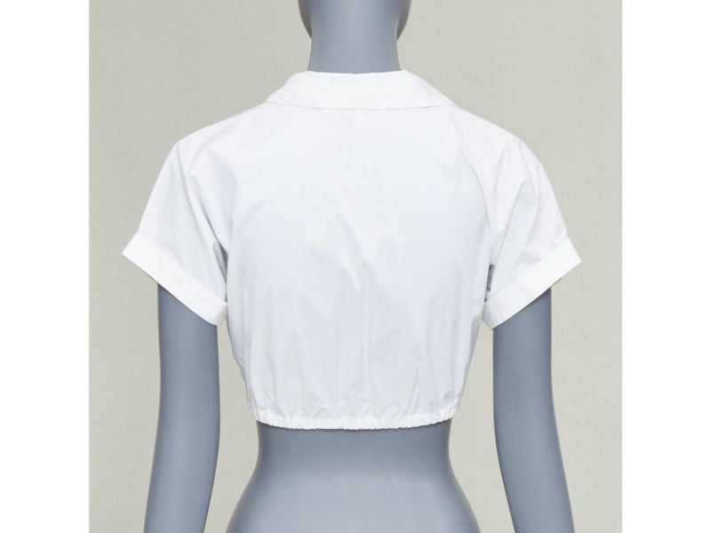Dior CHRISTIAN DIOR KIDS white cotton blend black bee embroidered crop shirt 12Y XS Size XS / US 0-2 / IT 36-38 - 5 Thumbnail