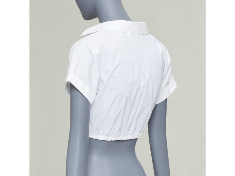 Dior CHRISTIAN DIOR KIDS white cotton blend black bee embroidered crop shirt 12Y XS Size XS / US 0-2 / IT 36-38 - 6 Thumbnail