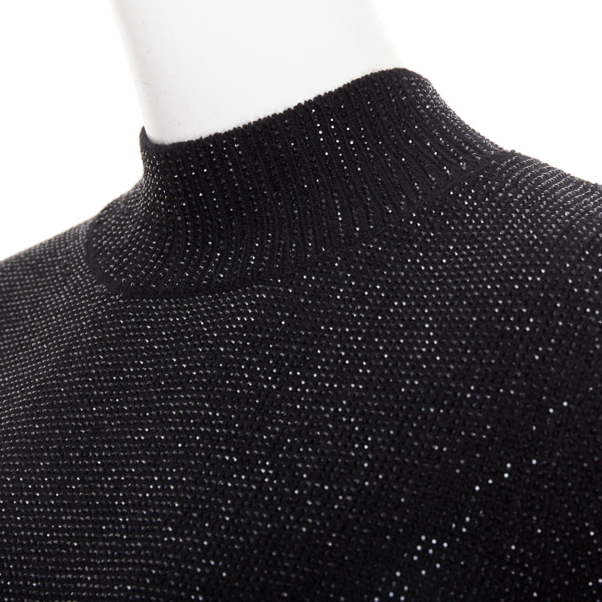 Alexander Wang ALEXANDER WANG black Hotfix crystal double cashmere cropped sweater IT36 XXS Size XS / US 0-2 / IT 36-38 - 7 Thumbnail