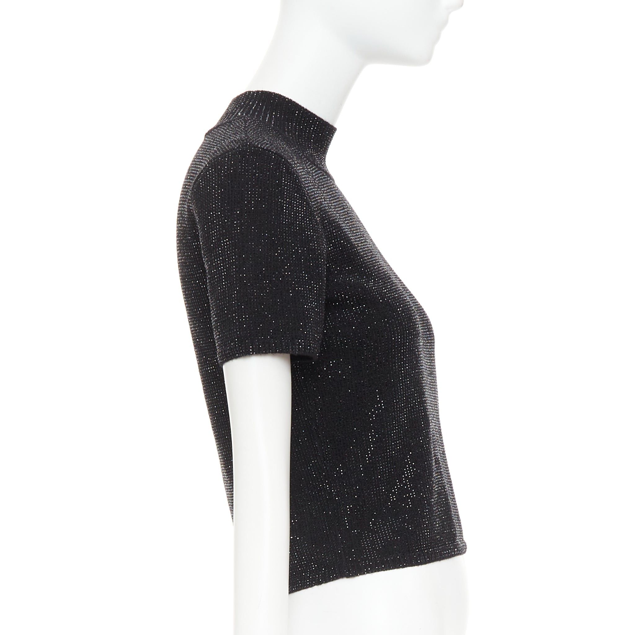 Alexander Wang ALEXANDER WANG black Hotfix crystal double cashmere cropped sweater IT36 XXS Size XS / US 0-2 / IT 36-38 - 4 Thumbnail