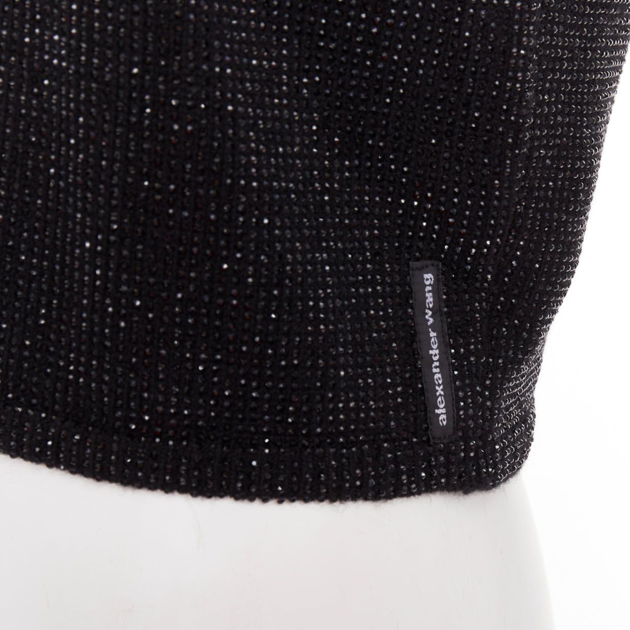 Alexander Wang ALEXANDER WANG black Hotfix crystal double cashmere cropped sweater IT36 XXS Size XS / US 0-2 / IT 36-38 - 2 Thumbnail