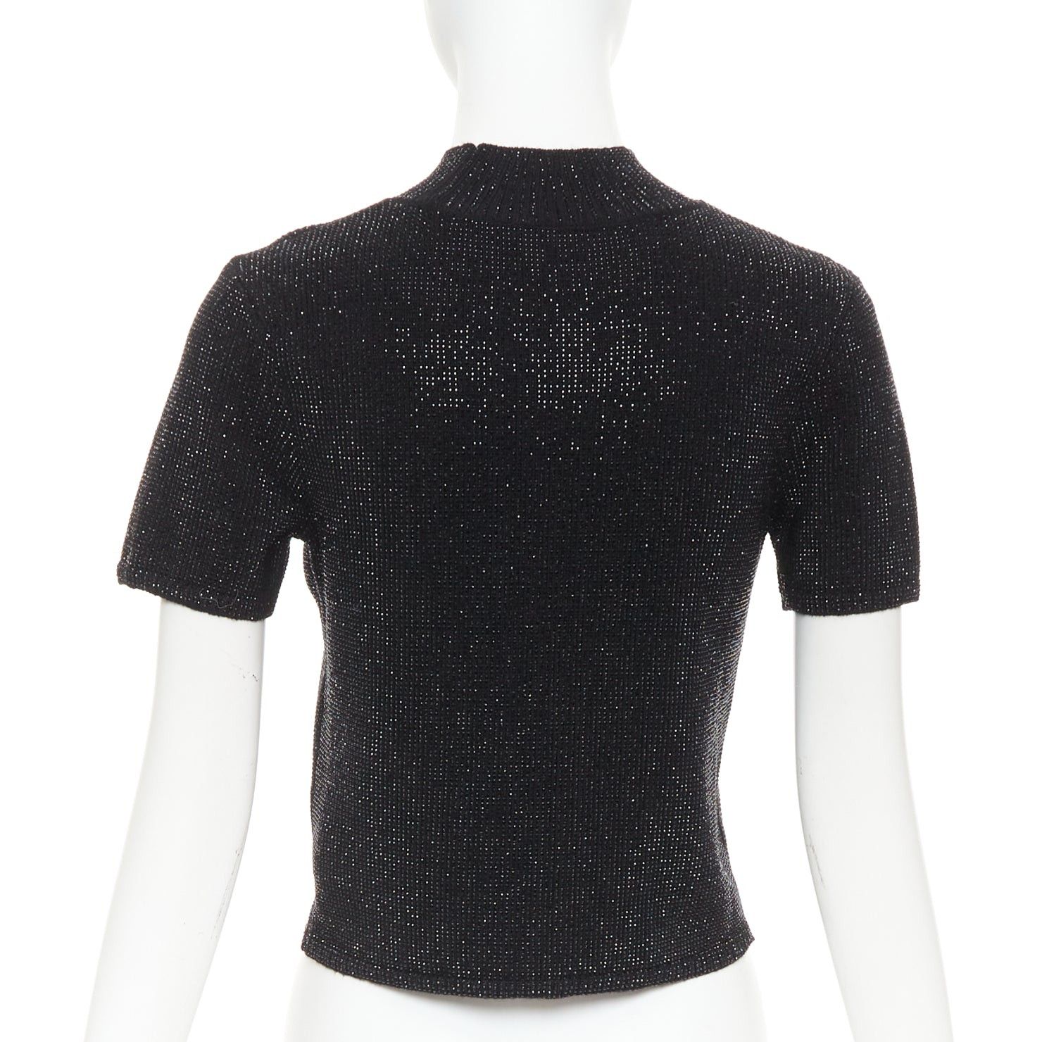 Alexander Wang ALEXANDER WANG black Hotfix crystal double cashmere cropped sweater IT36 XXS Size XS / US 0-2 / IT 36-38 - 5 Thumbnail