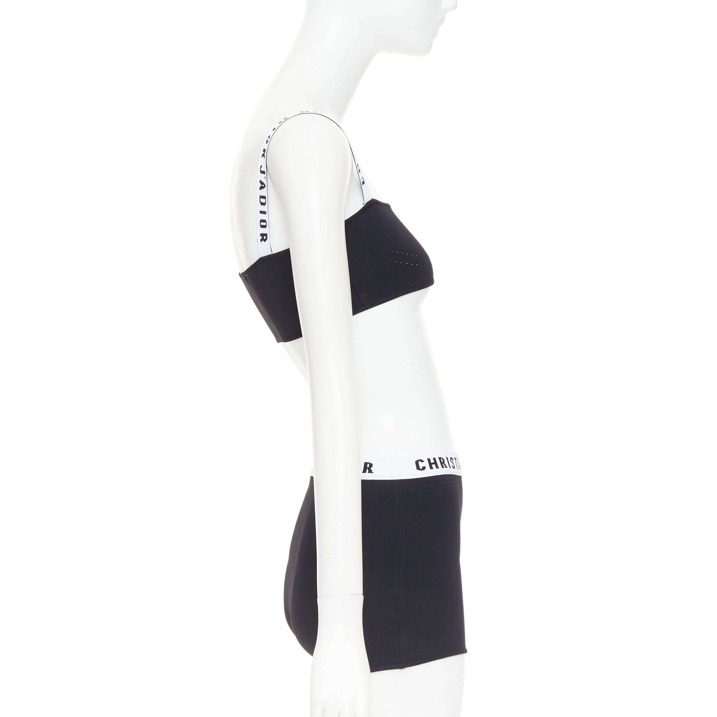 Dior CHRISTIAN DIOR black white J'Adior logo bra shorts lounge set XS Size 27" / US 4 / IT 40 - 4 Thumbnail