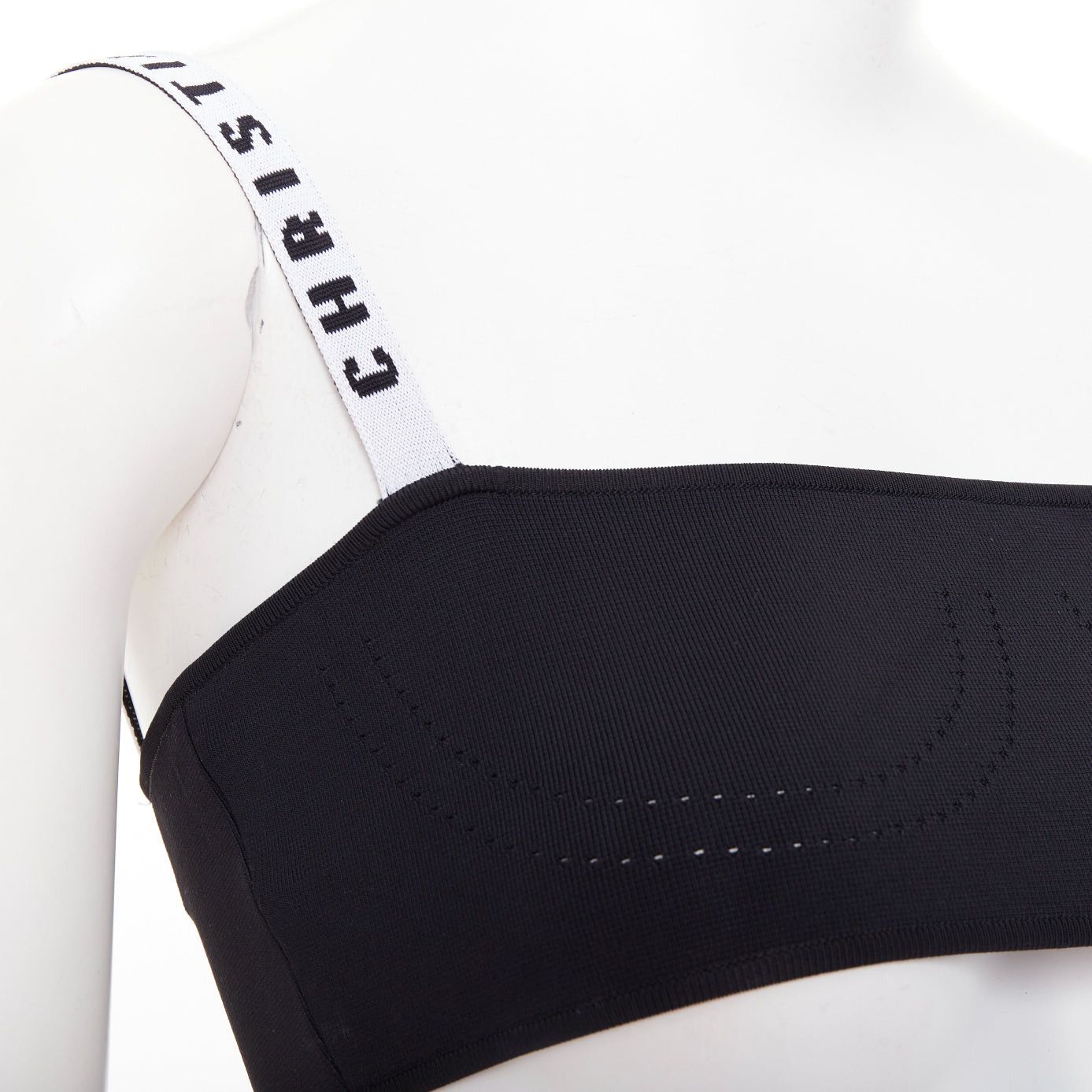 Dior CHRISTIAN DIOR black white J'Adior logo bra shorts lounge set XS Size 27" / US 4 / IT 40 - 2 Thumbnail