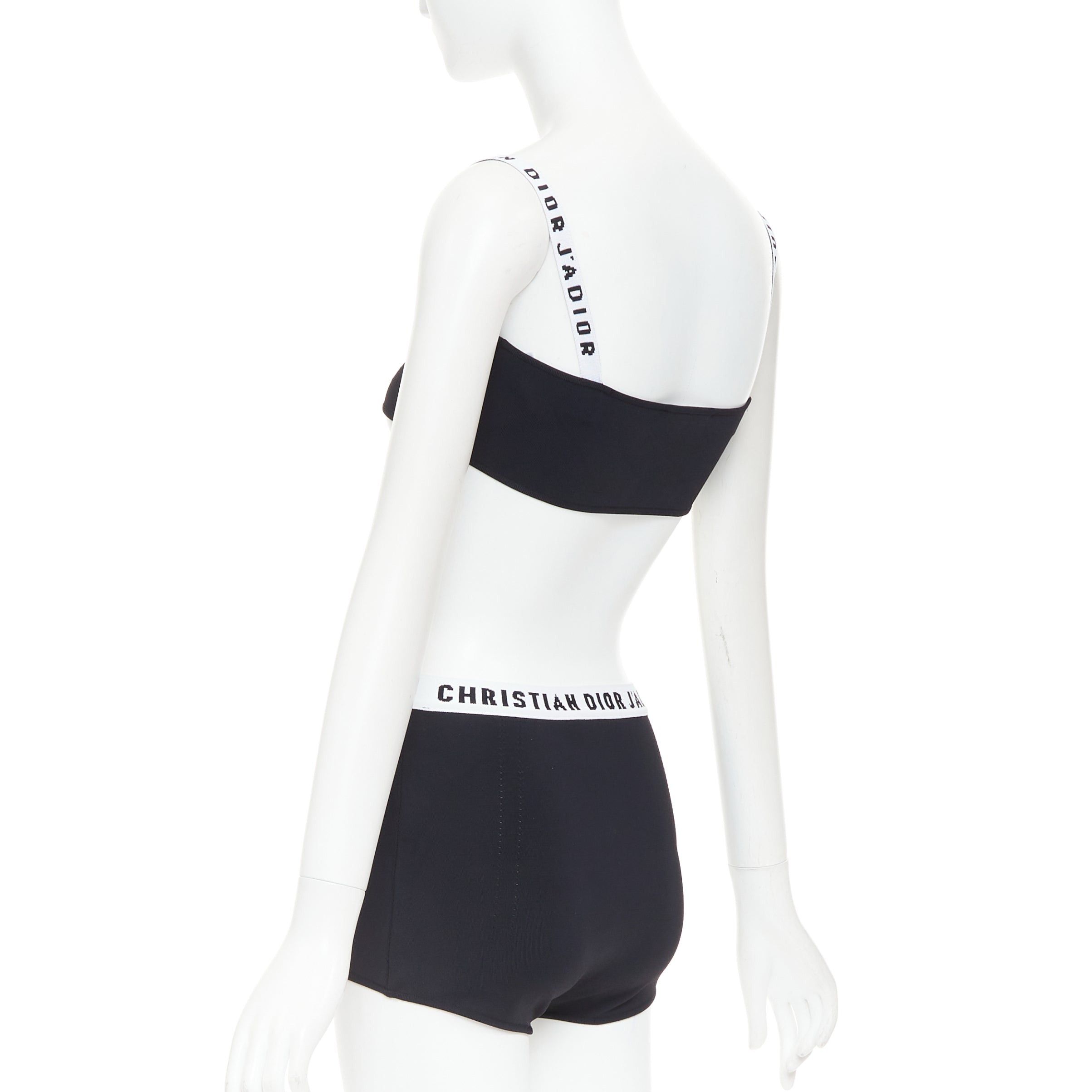 Dior CHRISTIAN DIOR black white J'Adior logo bra shorts lounge set XS Size 27" / US 4 / IT 40 - 6 Thumbnail