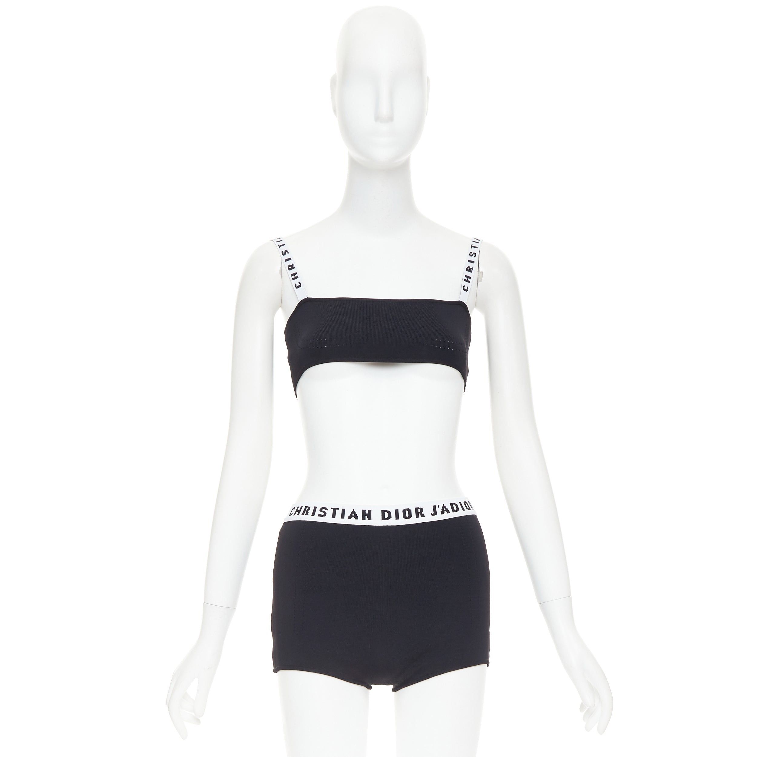 Dior CHRISTIAN DIOR black white J'Adior logo bra shorts lounge set XS Size 27" / US 4 / IT 40 - 11 Thumbnail