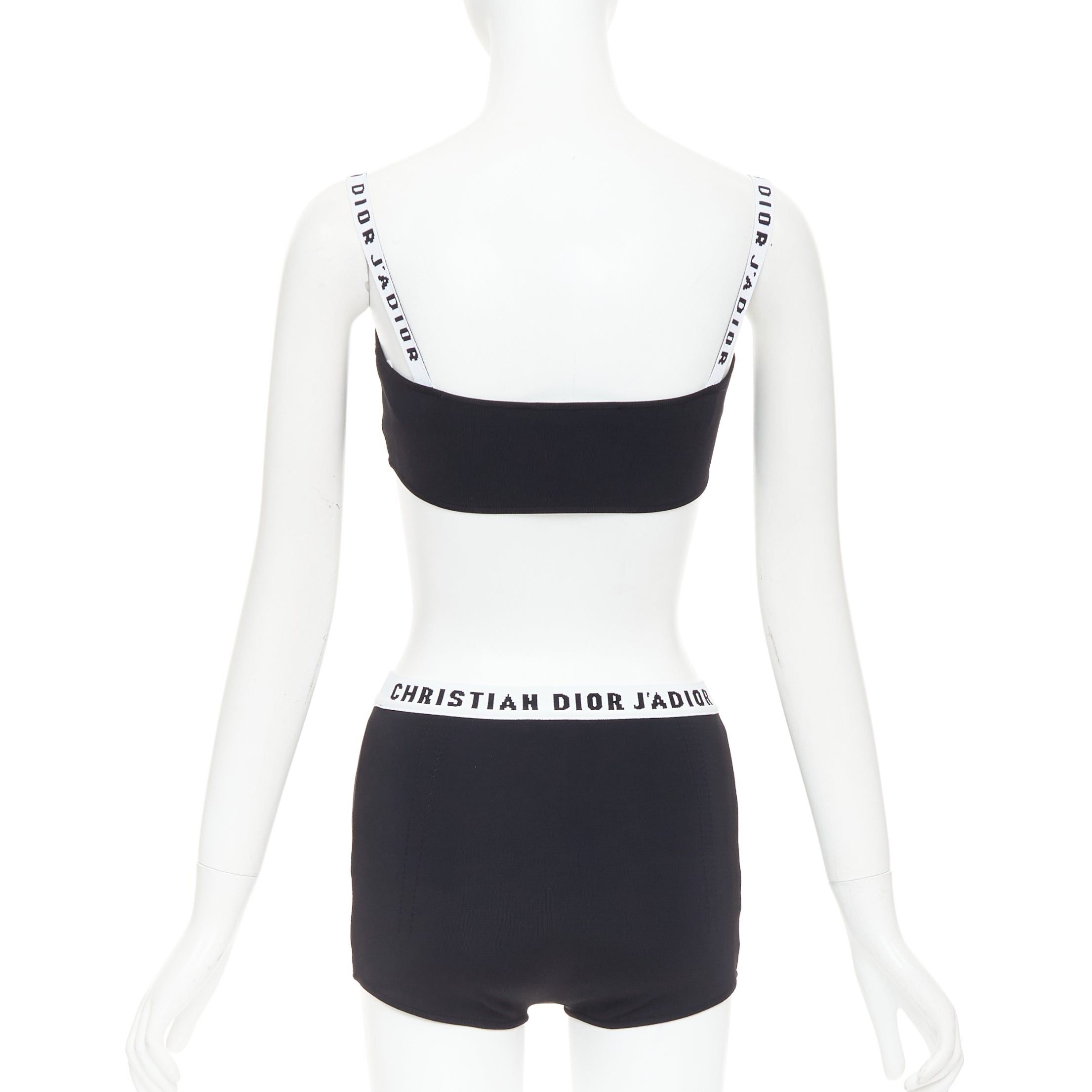 Dior CHRISTIAN DIOR black white J'Adior logo bra shorts lounge set XS Size 27" / US 4 / IT 40 - 5 Thumbnail