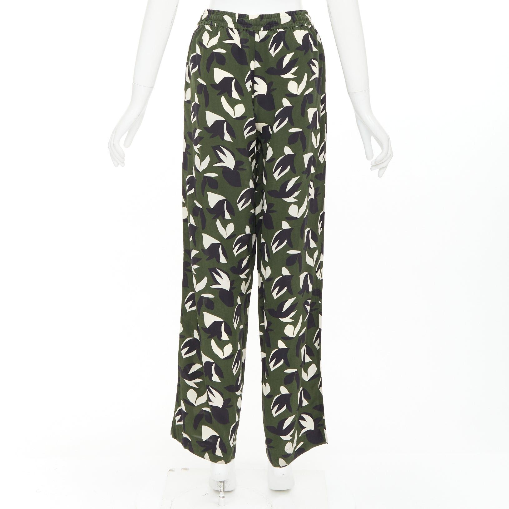 Matteau MATTEAU 100% silk green black geometric print shirt pant set UK6 XS Size 27" / US 4 / IT 40 - 8 Thumbnail