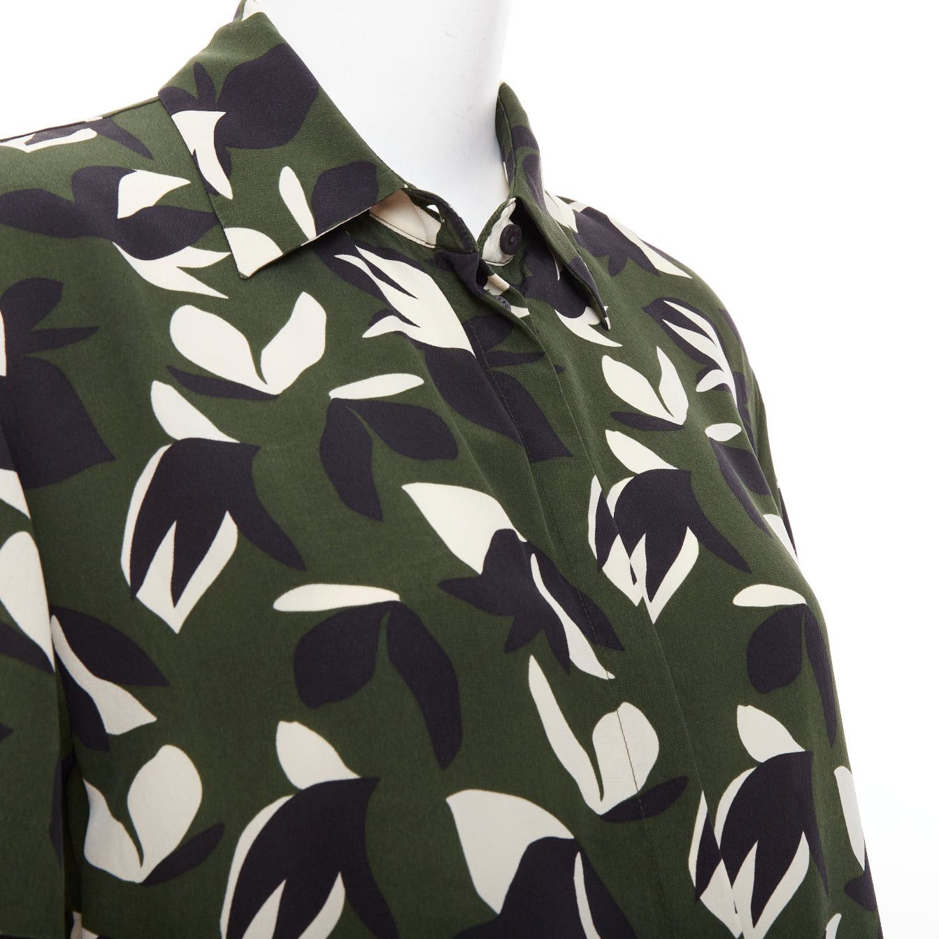 Matteau MATTEAU 100% silk green black geometric print shirt pant set UK6 XS Size 27" / US 4 / IT 40 - 2 Thumbnail