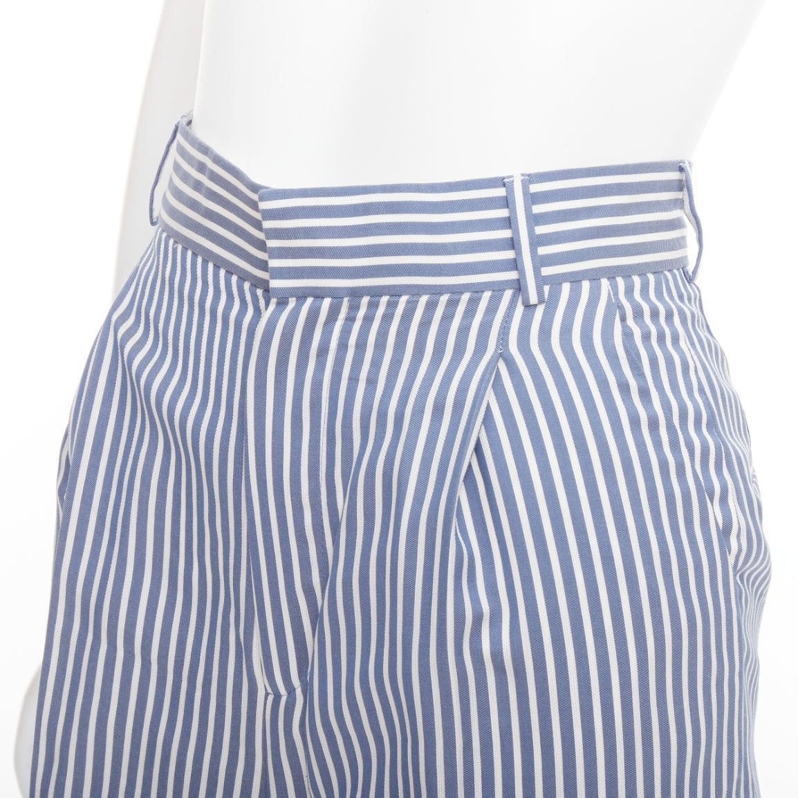 Dior CHRISTIAN DIOR blue white silk cotton vertical striped nautical wide pants FR32 XXS Size 25" / US 0 / IT 36 - 2 Thumbnail