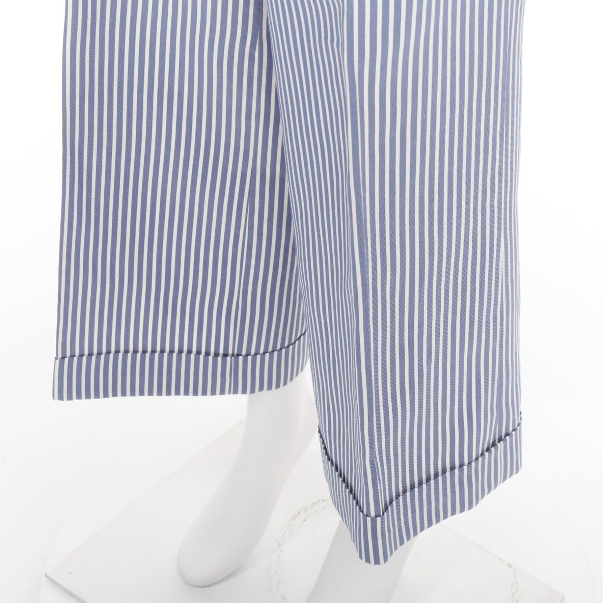 Dior CHRISTIAN DIOR blue white silk cotton vertical striped nautical wide pants FR32 XXS Size 25" / US 0 / IT 36 - 7 Thumbnail