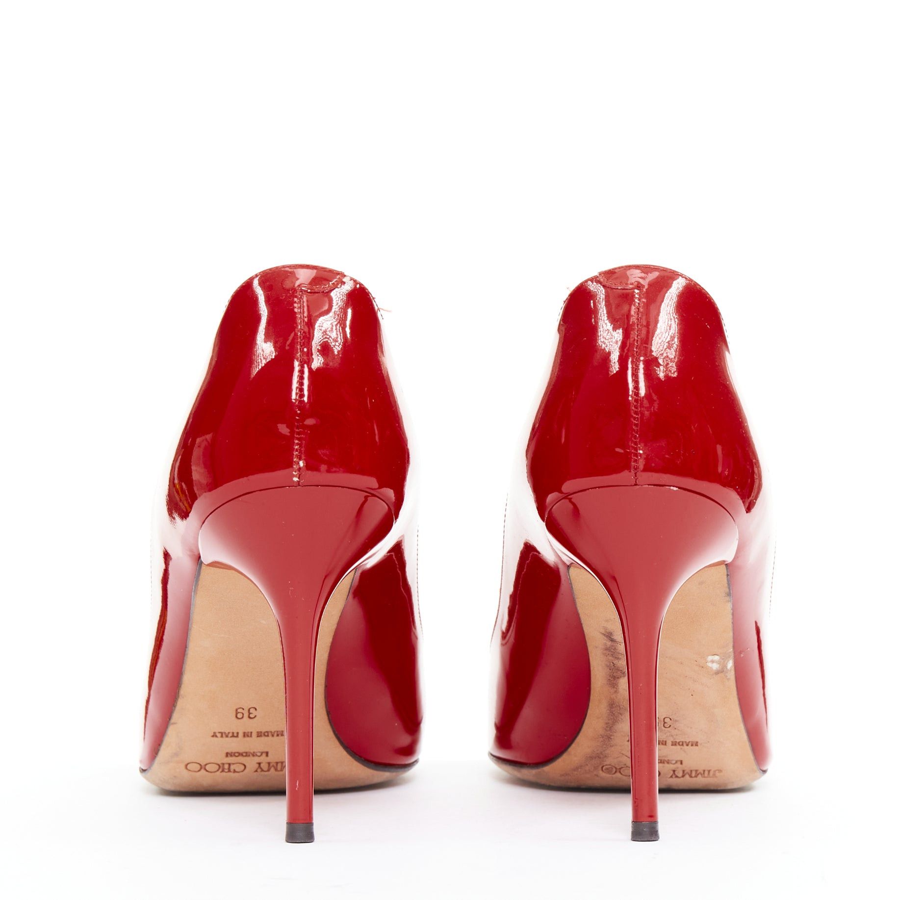 Jimmy Choo JIMMY CHOO red patent leather pointy toe stiletto heel pump EU39 Size US 9 / IT 39 - 5 Thumbnail