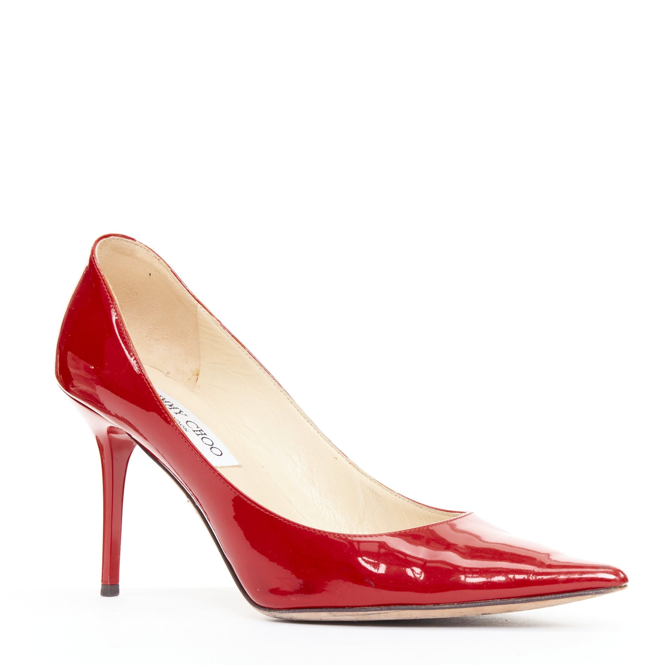 Jimmy Choo JIMMY CHOO red patent leather pointy toe stiletto heel pump EU39 Size US 9 / IT 39 - 2 Thumbnail