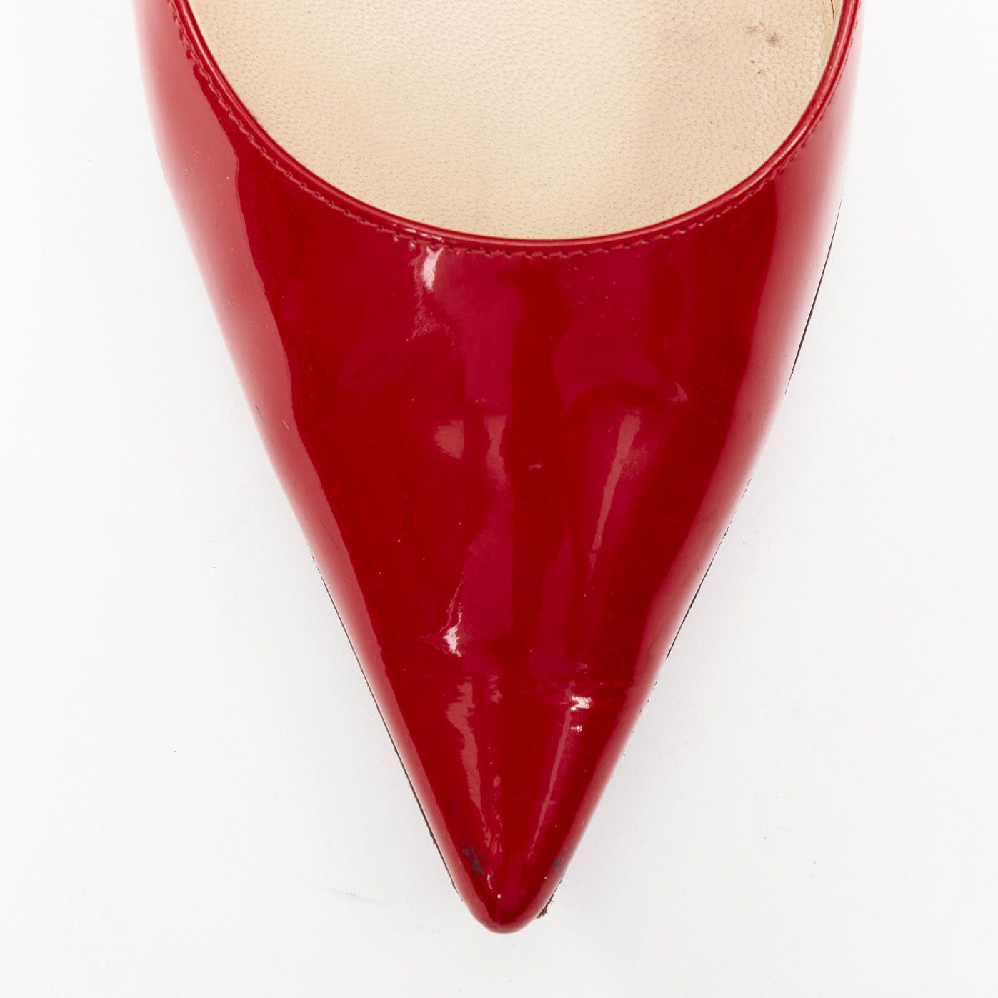 Jimmy Choo JIMMY CHOO red patent leather pointy toe stiletto heel pump EU39 Size US 9 / IT 39 - 6 Thumbnail