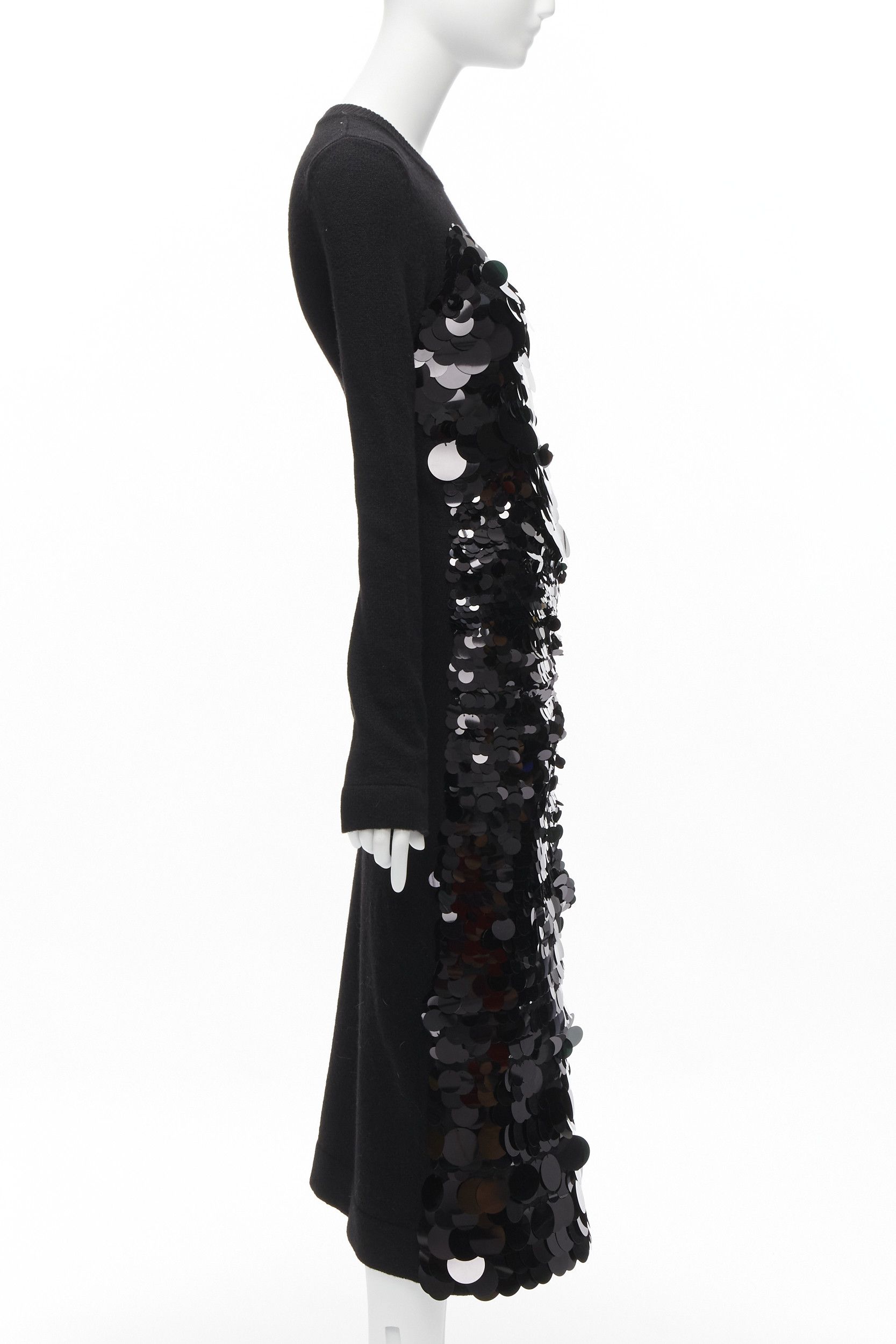 Altuzarra ALTUZARRA black merino wool knit gradient pailette cocktail dress XS Size XS / US 0-2 / IT 36-38 - 4 Thumbnail