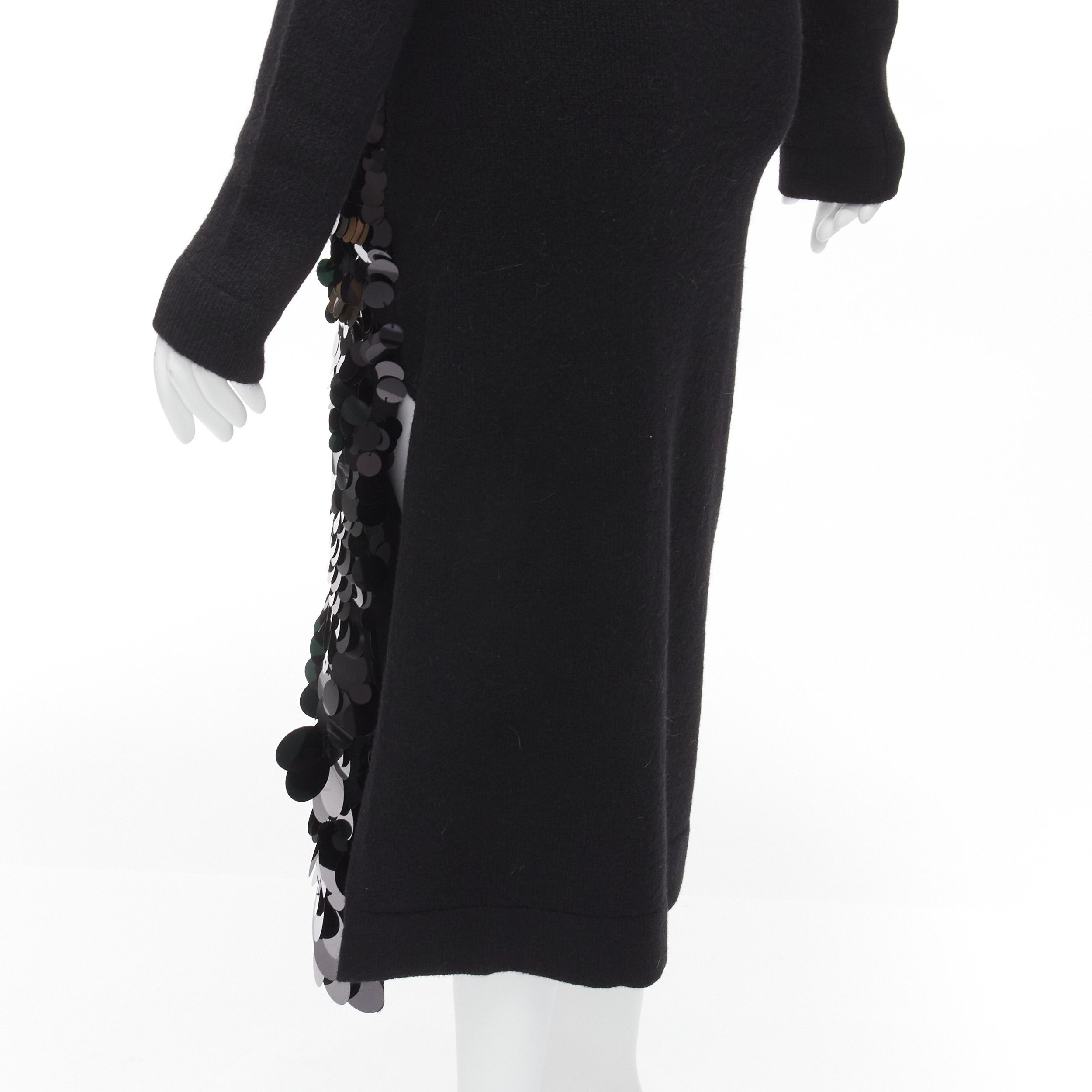 Altuzarra ALTUZARRA black merino wool knit gradient pailette cocktail dress XS Size XS / US 0-2 / IT 36-38 - 8 Thumbnail