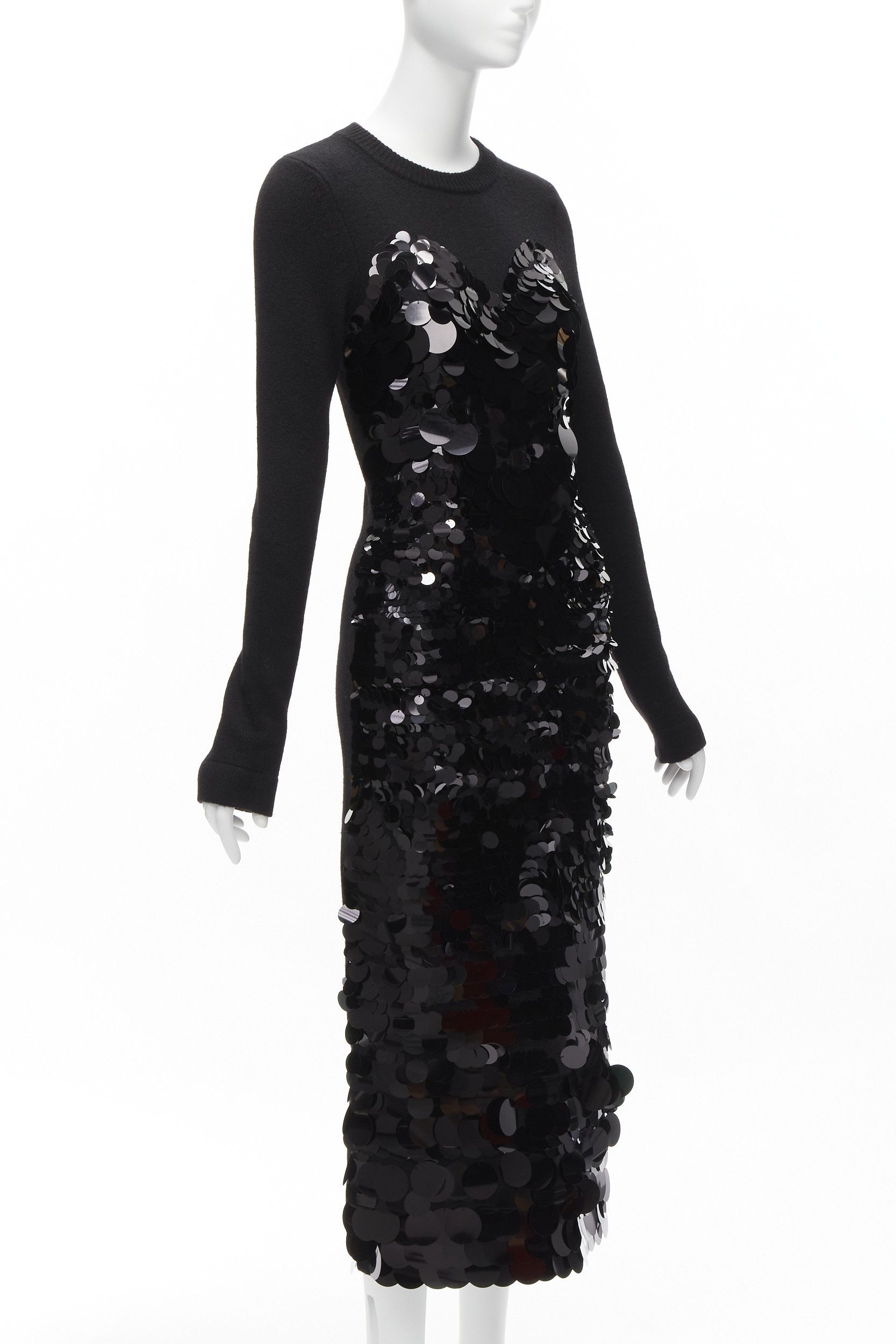 Altuzarra ALTUZARRA black merino wool knit gradient pailette cocktail dress XS Size XS / US 0-2 / IT 36-38 - 3 Thumbnail