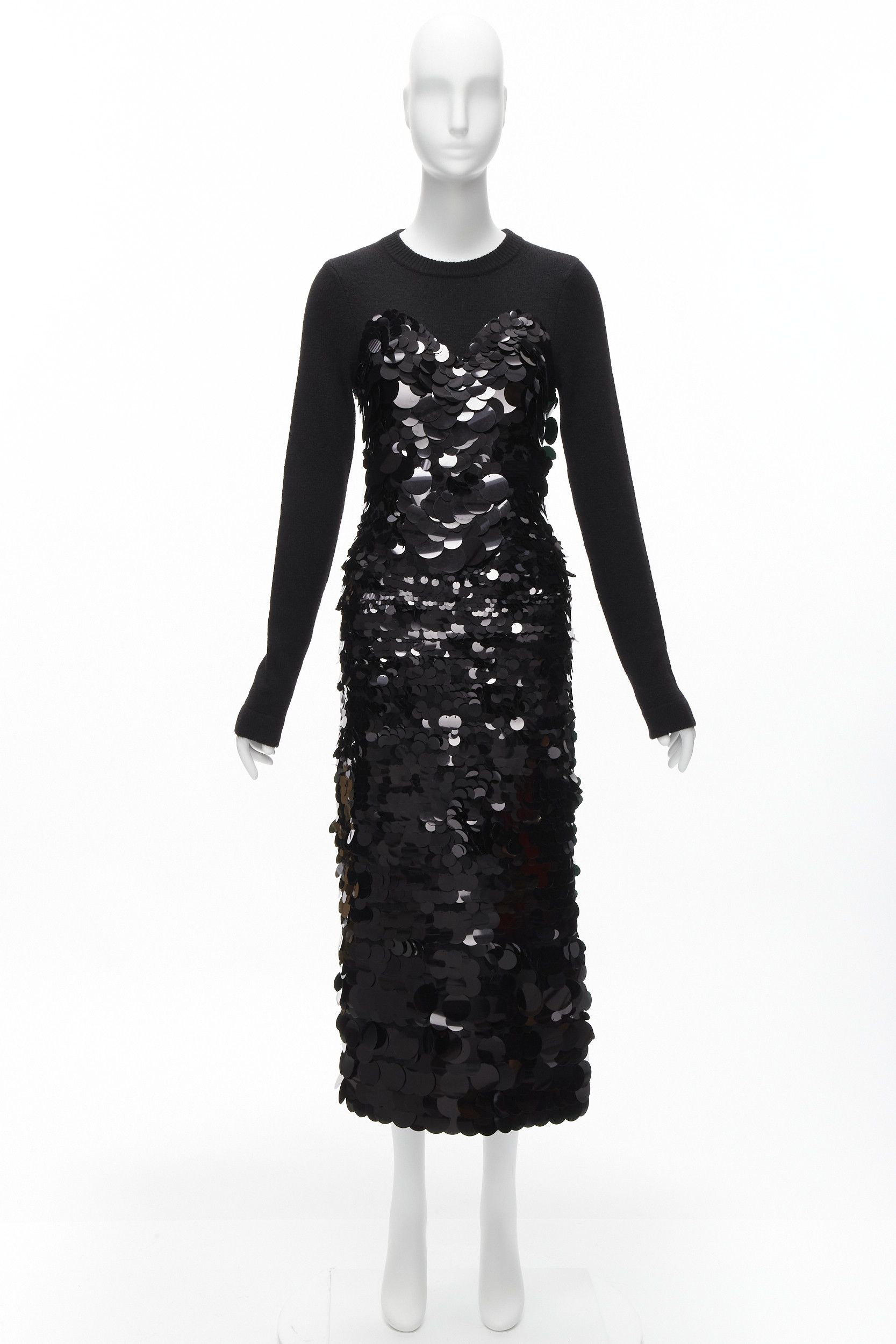 Altuzarra ALTUZARRA black merino wool knit gradient pailette cocktail dress XS Size XS / US 0-2 / IT 36-38 - 10 Thumbnail
