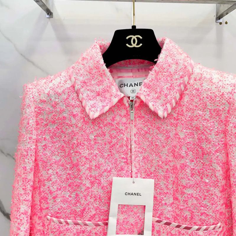 Chanel Chanel Pink Polyester Women's Jacket 0089 Size S / US 4 / IT 40 - 5 Thumbnail