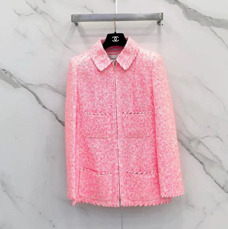 Chanel Chanel Pink Polyester Women's Jacket 0089 Size S / US 4 / IT 40 - 3 Thumbnail