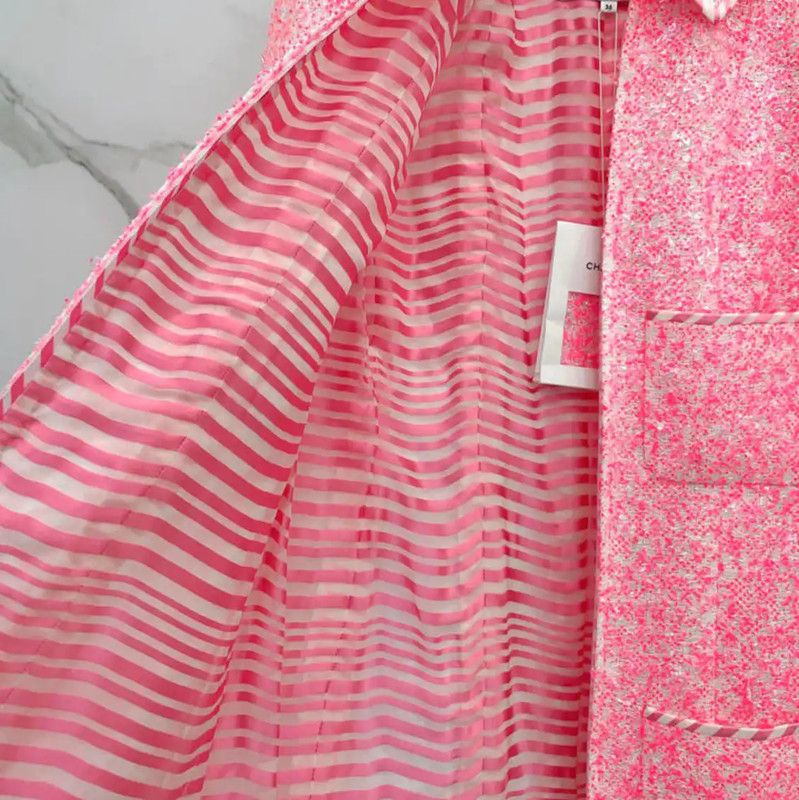 Chanel Chanel Pink Polyester Women's Jacket 0089 Size S / US 4 / IT 40 - 7 Thumbnail