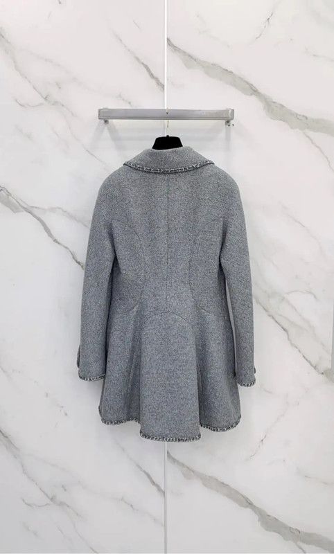 Chanel Chanel Gray Cotton Blend Mid-Length Coat 0089 Size S / US 4 / IT 40 - 4 Thumbnail