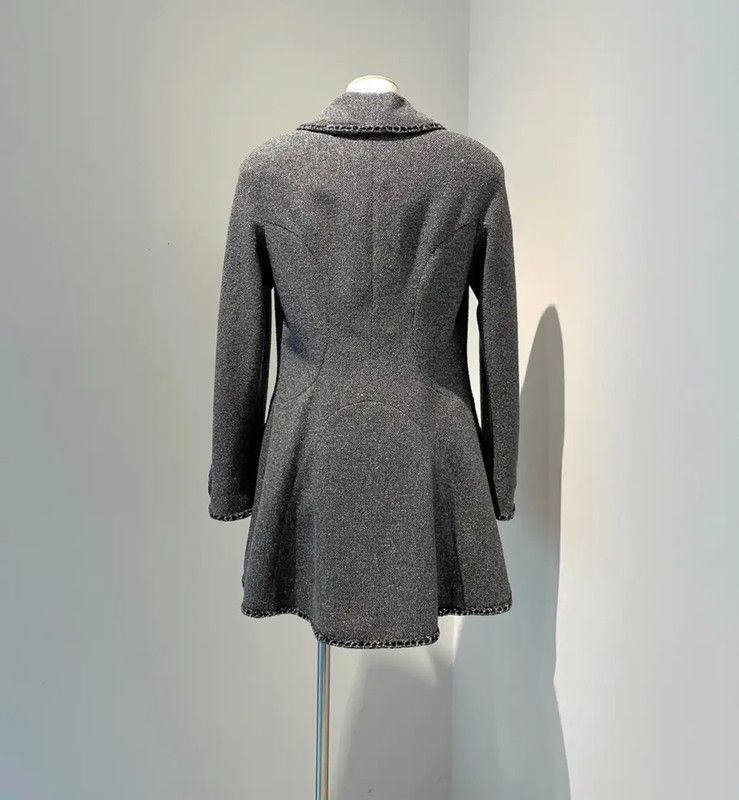 Chanel Chanel Gray Cotton Blend Mid-Length Coat 0089 Size S / US 4 / IT 40 - 2 Thumbnail