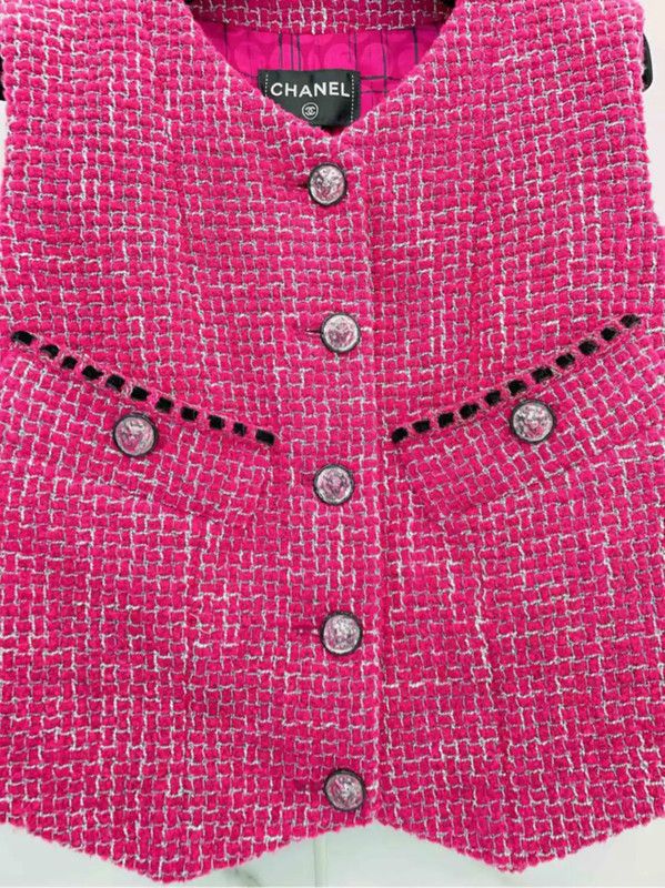 Chanel Chanel Pink Wool Blend Women's Jacket 0089 Size S / US 4 / IT 40 - 4 Thumbnail