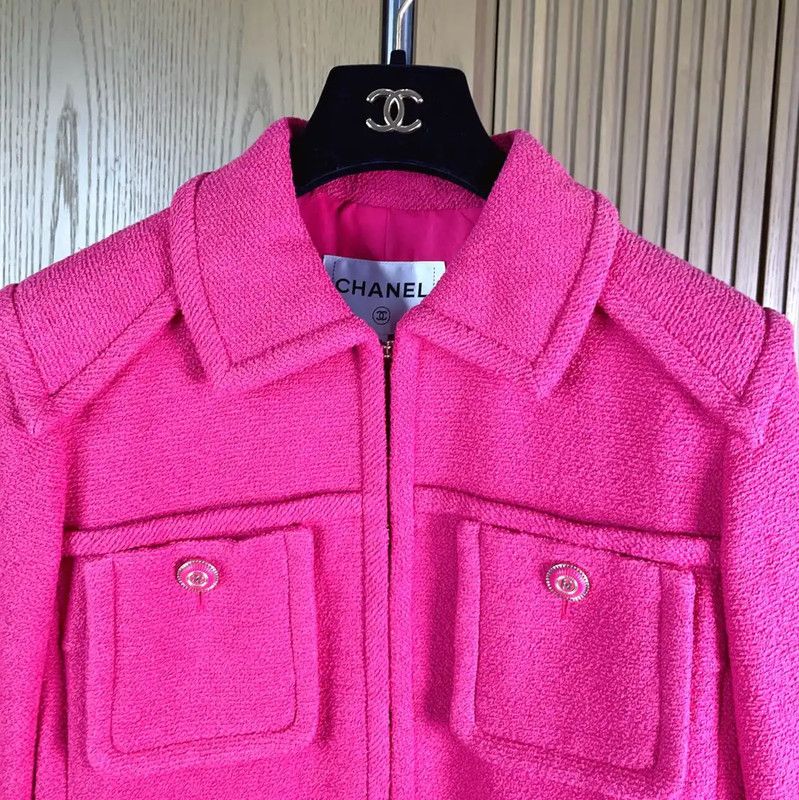 Chanel Chanel Pink Cotton Women's Jacket 0089 Size M / US 6-8 / IT 42-44 - 3 Thumbnail