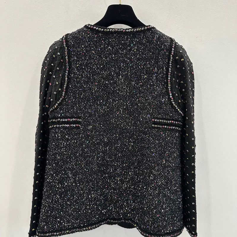 Chanel Chanel Women's Black Wool Jacket with Embellishments 0089 Size L / US 10 / IT 46 - 3 Thumbnail