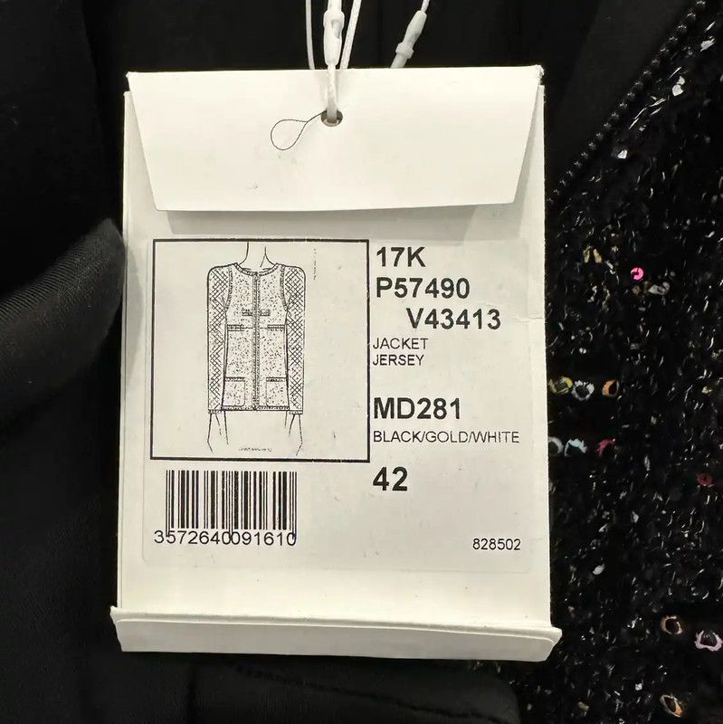 Chanel Chanel Women's Black Wool Jacket with Embellishments 0089 Size L / US 10 / IT 46 - 6 Thumbnail