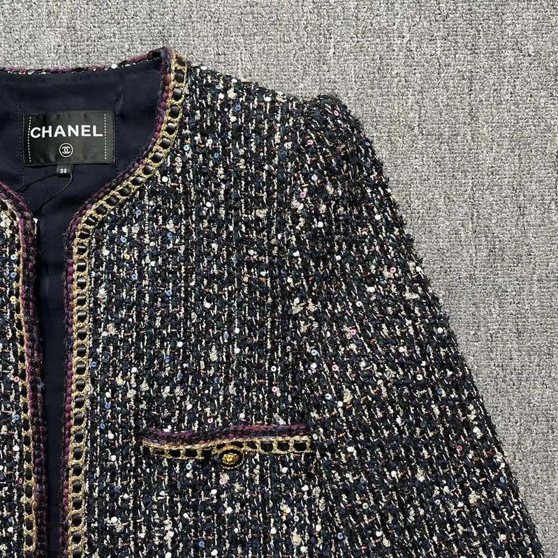Chanel Chanel Deep Blue Silk Women's Jacket 0089 Size S / US 4 / IT 40 - 3 Thumbnail
