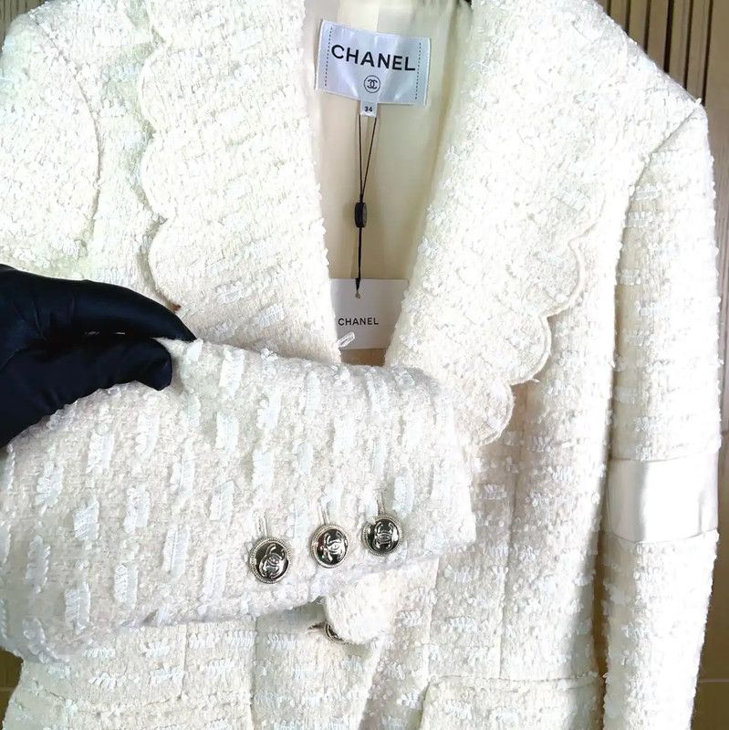 Chanel Chanel White Wool Blend Women's Jacket 0089 Size S / US 4 / IT 40 - 5 Thumbnail
