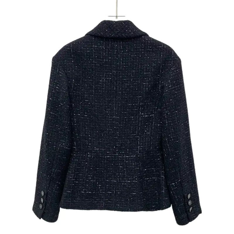 Chanel Chanel Wool Black Women's Jacket 0089 Size XXS / US 00 / IT 34 - 2 Thumbnail