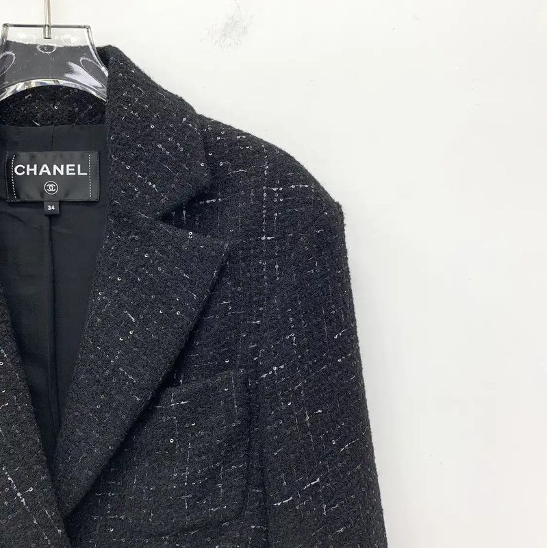 Chanel Chanel Wool Black Women's Jacket 0089 Size XXS / US 00 / IT 34 - 3 Thumbnail