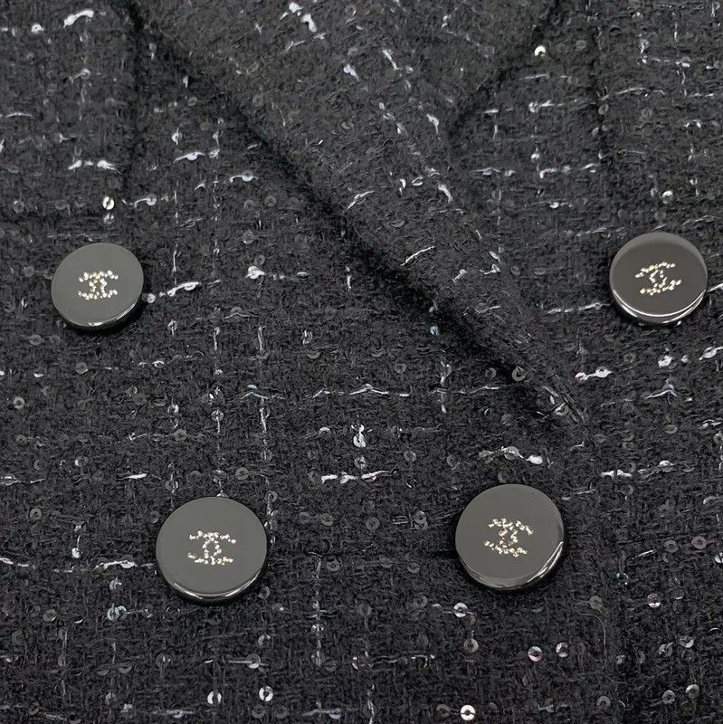 Chanel Chanel Wool Black Women's Jacket 0089 Size XXS / US 00 / IT 34 - 6 Thumbnail