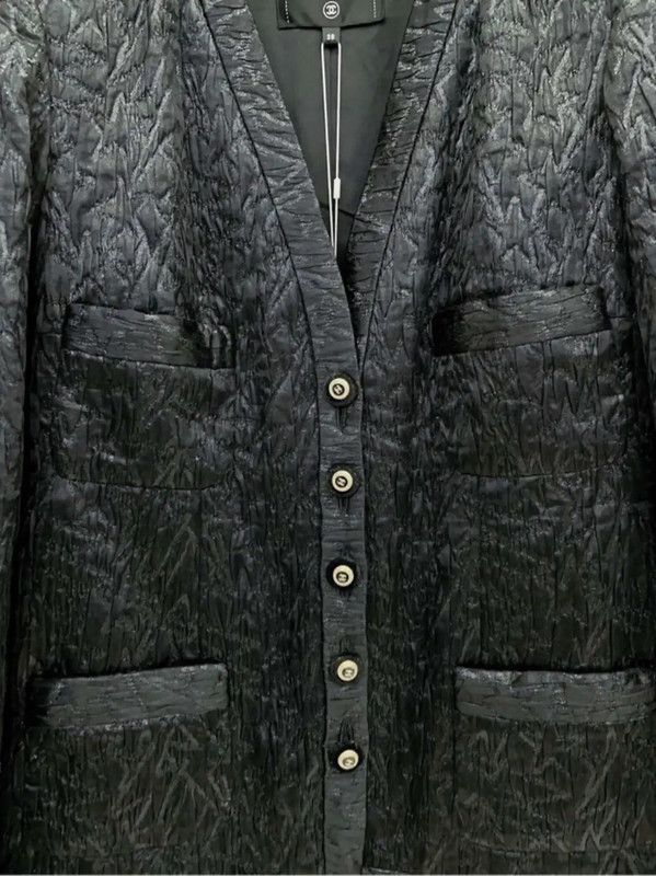 Chanel Chanel Black Silk Blend Women's Jacket 0089 Size S / US 4 / IT 40 - 4 Thumbnail