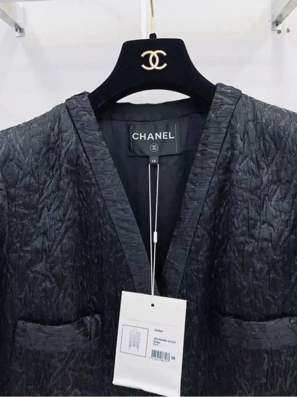 Chanel Chanel Black Silk Blend Women's Jacket 0089 Size S / US 4 / IT 40 - 3 Thumbnail