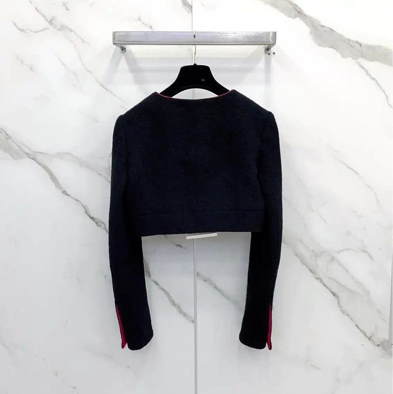 Chanel Chanel Black Wool Blend Cropped Jacket 0089 Size S / US 4 / IT 40 - 2 Thumbnail
